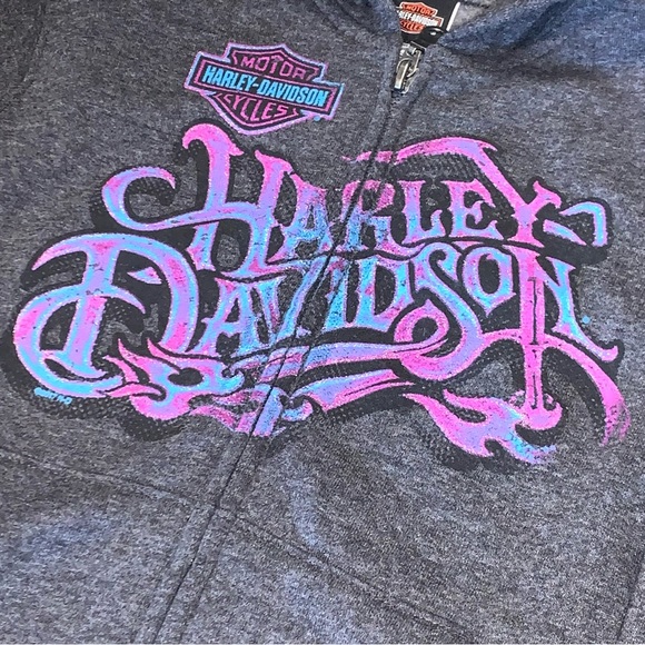 NEW! XS Harley Davidson Girls Zip Up Hooded Sweatshirt - Picture 3 of 6